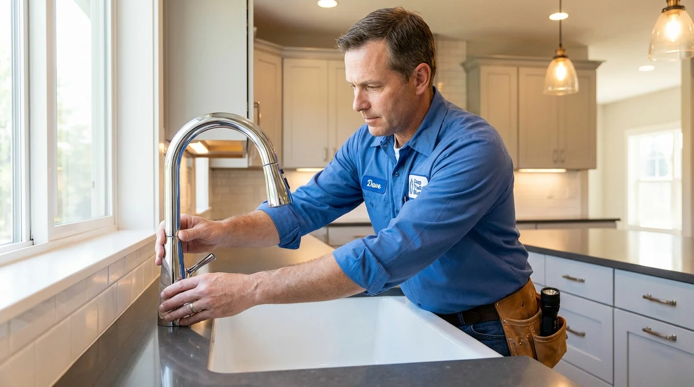 Kitchen faucet installation by Johns Plumbing LLC in Poynette