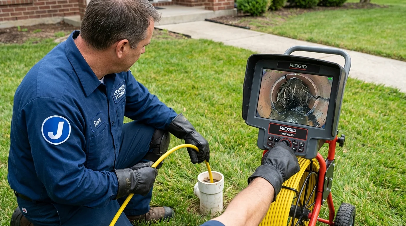 Sewer camera inspection being performed by Johns Plumbing LLC in Poynette